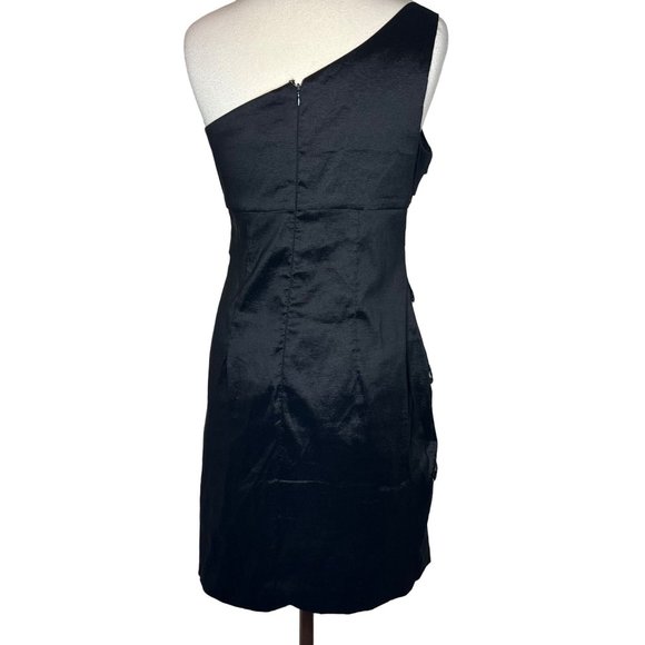 Scarlet Nite One shoulder woman’s size 14 black and cream mini party dress layer - Picture 3 of 14